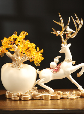 麋鹿摆件中式门厅鞋柜玄关电视柜放钥匙收纳客厅装饰招财创意摆放