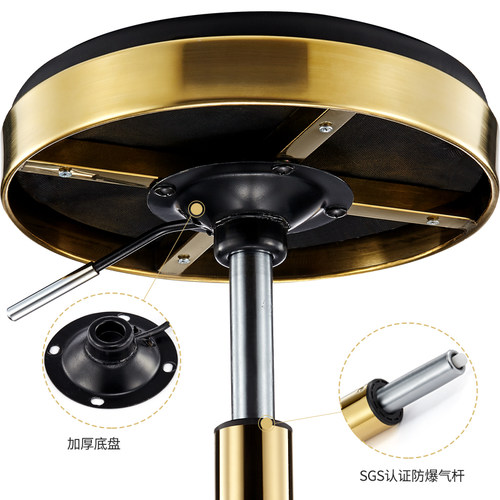 不锈钢大工凳升降旋转美发凳不卡发师傅椅滑轮圆凳剪发椅美容凳子