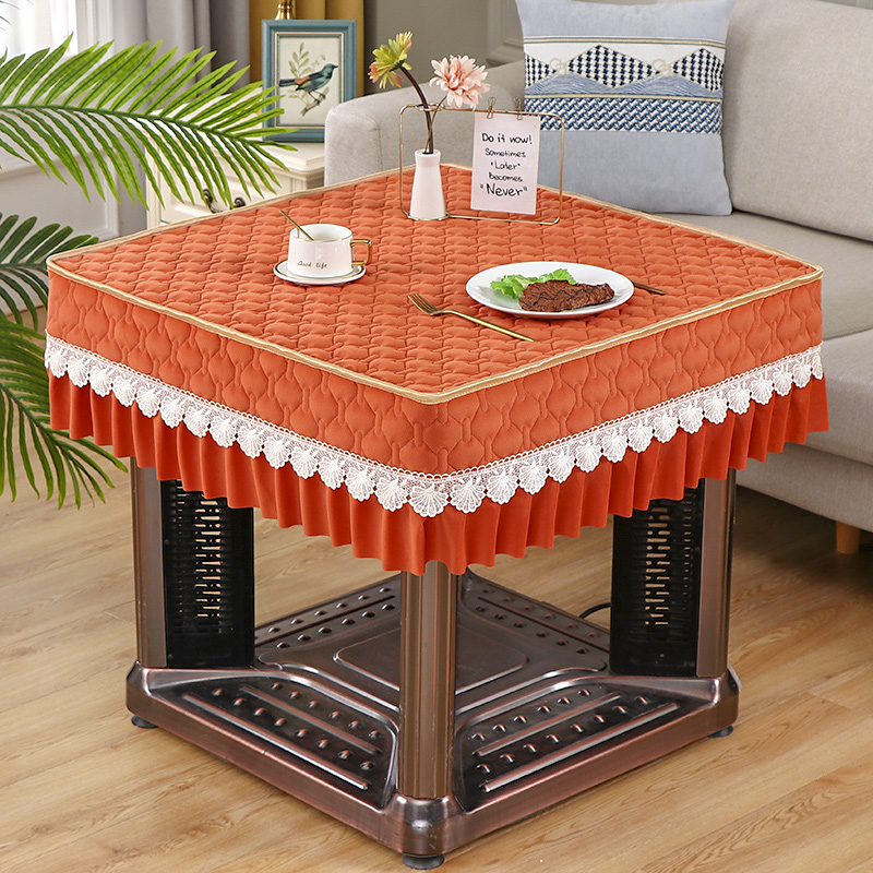 烤火罩电炉罩套加绒加厚烤火桌子罩套正方形取暖桌罩套烤火被裙摆