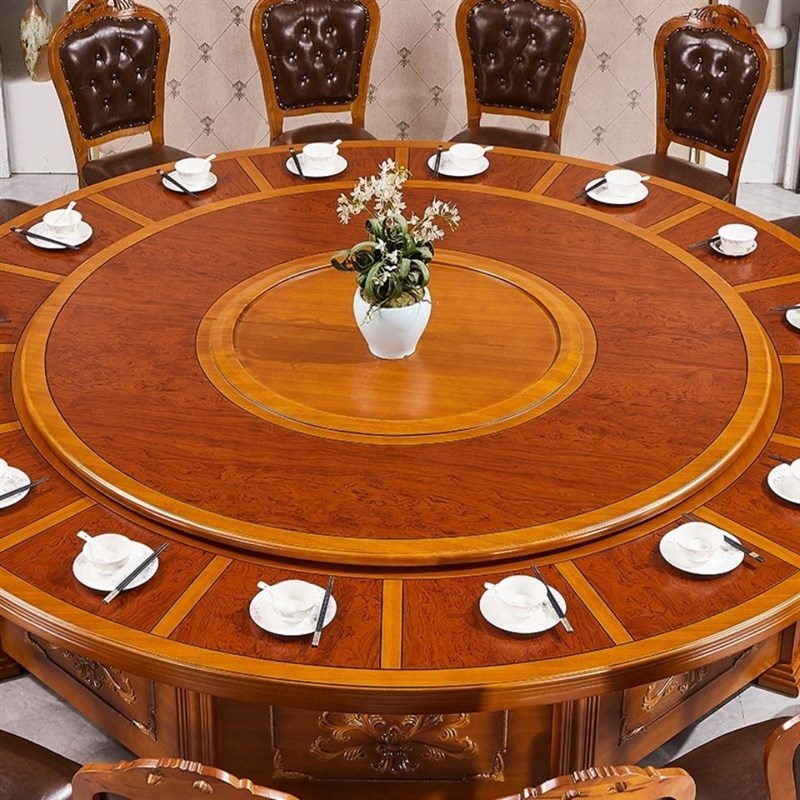 酒店餐桌大圆桌电动新中式20人餐桌特大号饭店宴会桌子包厢全自动