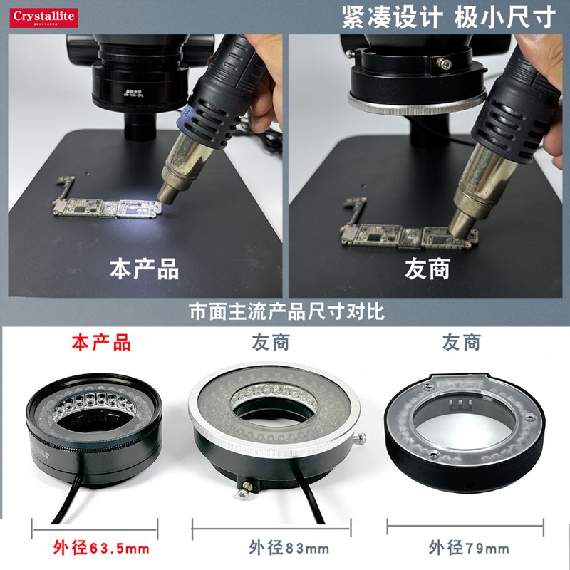 显微镜偏振光源环形灯偏光光源 手机维修LED灯可调亮度消除反光