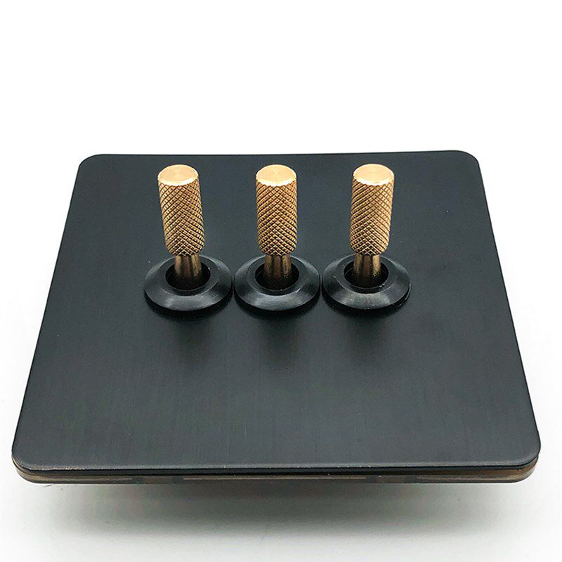 复古手拨动开关86型黑色金属面板铜拨杆金色螺纹单开单双控开关