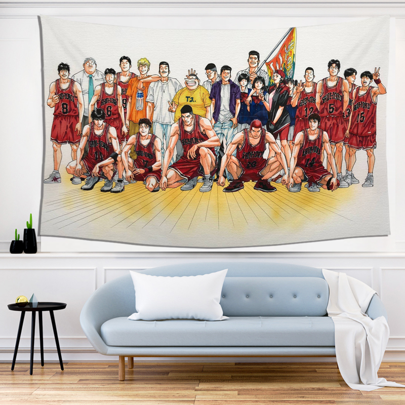 来图定制灌篮高手挂布樱木花道流川枫篮球明星背景墙布装饰画周边