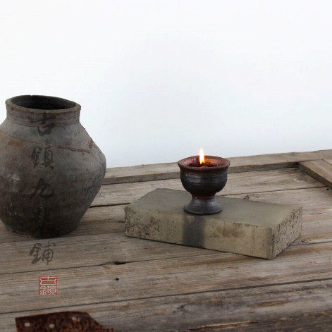 陶瓷油灯复古老式 古代酥油灯烛台 中式煤油灯茶道禅意 影视道具