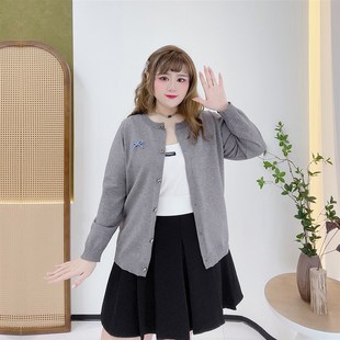 胖mm春蝴蝶结针织开衫 学院风显瘦知识分子上衣胖仙女莹莹大码 女装