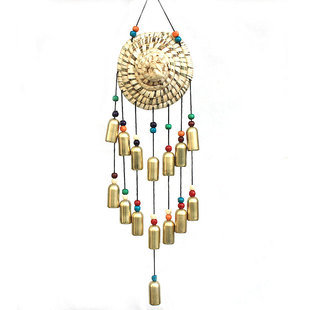 手工风铃草帽铜铃挂件防盗铃可做墙饰壁挂民族特色餐厅茶艺馆装饰