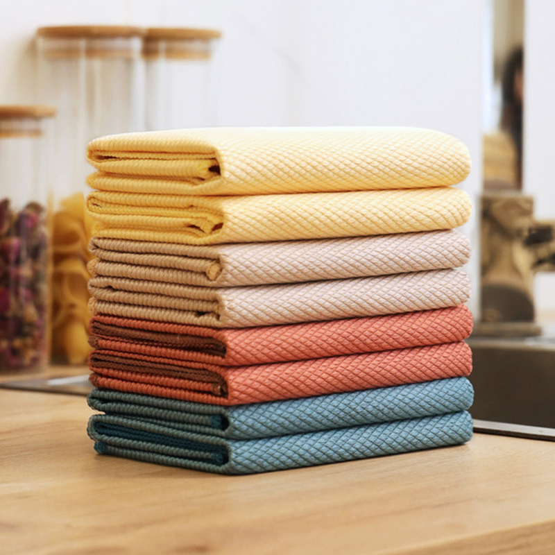 鱼鳞抹布擦玻璃镜子无水印家用加厚厨房专用清洁不易掉毛吸水无痕