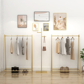 货架女装 铁艺童装 挂衣杆陈列架子 店专用展示架落地式 金色衣架服装