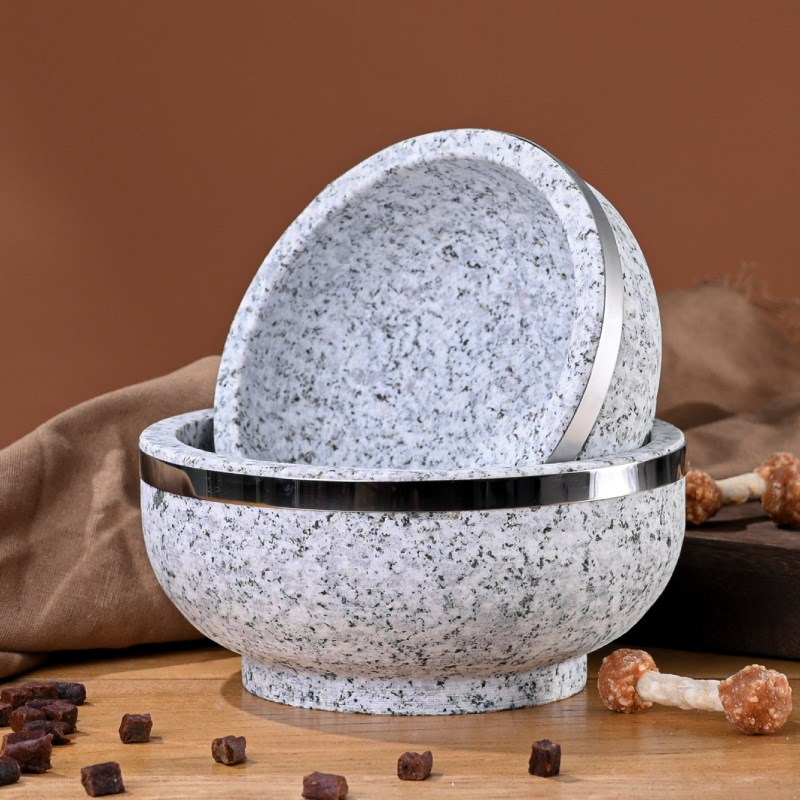 打不翻扒拉不动宠物石头碗石盆石槽天然石材雕刻猫碗狗盆