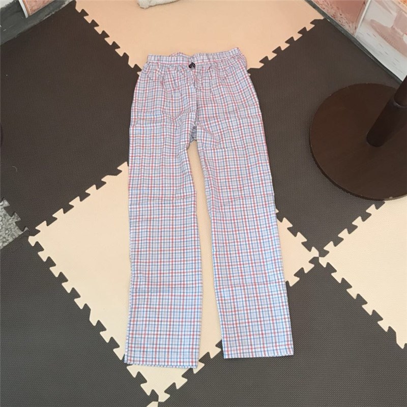 包邮新款格子款男女情侣睡裤长裤纯棉大码宽松春秋中腰居家裤长裤