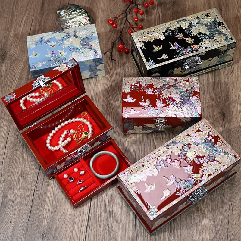 螺钿漆器首饰盒平遥推光收纳盒工艺品中国风非遗结婚礼物镶嵌贝壳