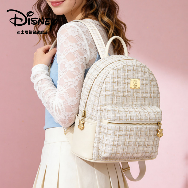 迪士尼双肩包女联名款百搭高级感书包新款大容量通勤旅游轻便背包
