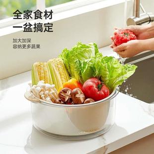 加厚双层洗菜盆塑料沥水篮子漏盆菜蓝淘菜盆家用厨房洗水果盘 新款