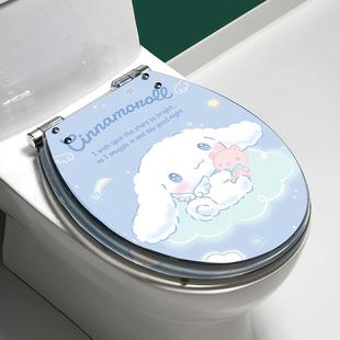 卡通可爱树脂马桶盖通用坐便盖家用缓降静音缓冲实心加厚新坐便圈