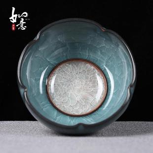 青瓷茶杯主人杯单杯茶盏茶碗品茗杯哥窑冰裂纹茶具个人专用功夫茶