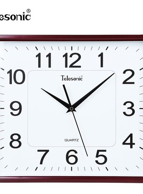 ELEONI天王星客厅静音挂钟现代办公室挂表方形大字石英钟