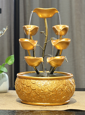 开业贺礼流水喷泉客厅吧台收银台循环水摇钱树装饰送五帝钱乔迁礼