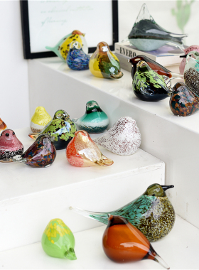 每周一三五上新/欧式手工彩色玻璃艺术摆件琉璃鸟欧式设计师