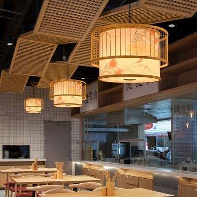 火锅店包厢带射灯竹编灯笼吊灯中式饭店包间店铺民宿竹艺茶室灯具