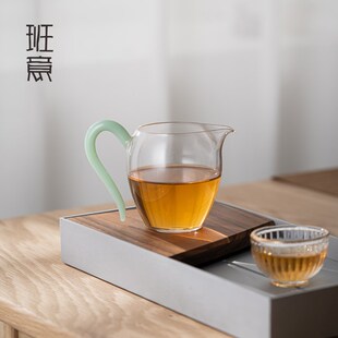 草堂公道杯 天青玉高透耐热玻璃分茶器旦盅 日式家用大号公杯茶海