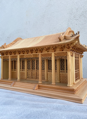 中式东阳木雕古建筑模型房子摆件庑殿歇山卷棚悬山硬山顶源头厂家