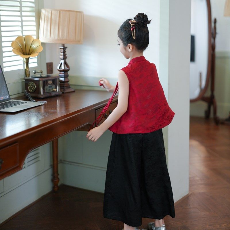 女童套装新中式国风红色无袖马甲上衣2024夏季新款儿童唐装两件套,童装/婴儿装/亲子装,汉服,淘宝优惠券,粉丝福利购,淘宝优惠卷