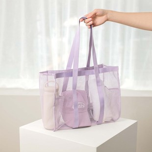 韩国full沙滩包时尚 网眼镂空大单肩包旅行休闲游泳包洗漱包收纳包