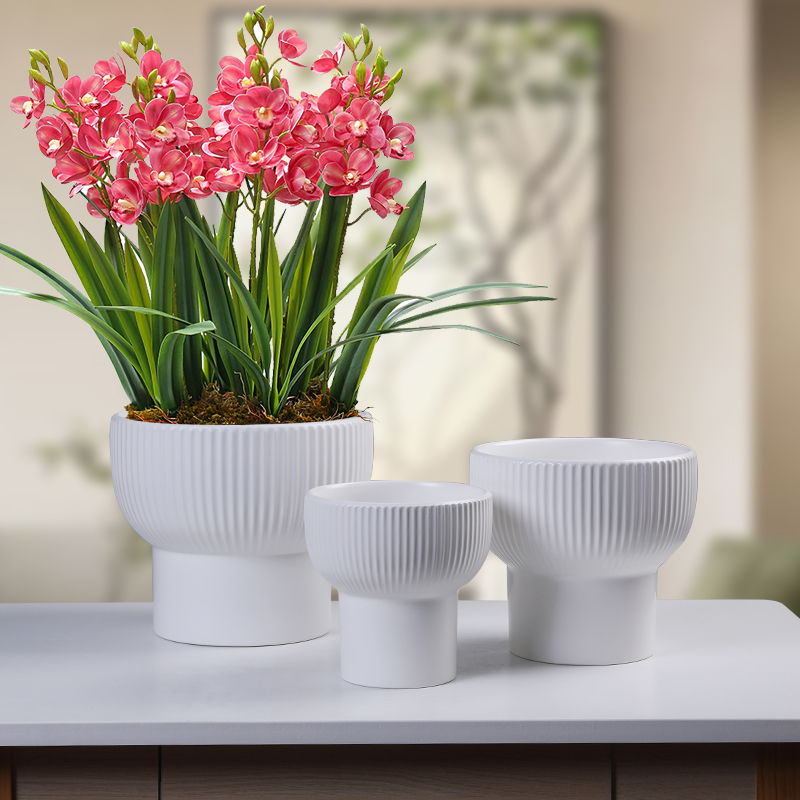 欧式简约风格花盆陶瓷大号特大创意白色蝴蝶兰绿萝家用阳台绿植盆