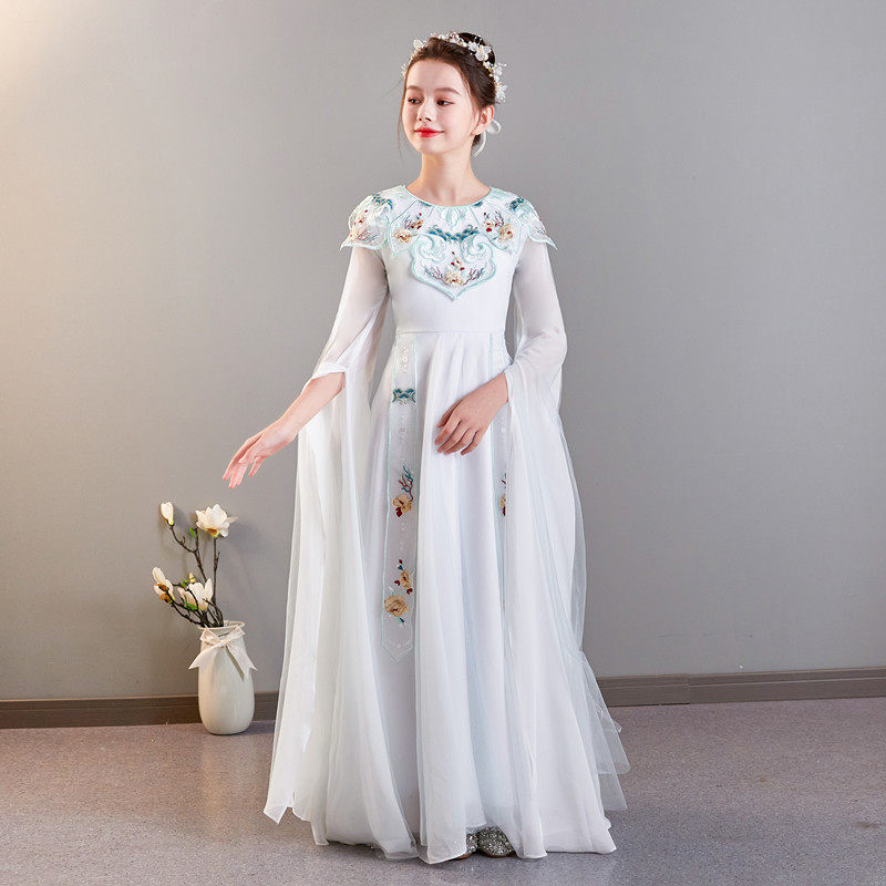 儿童礼服公主裙女童模特走秀国潮礼服中国风学生主持弹古筝演出服