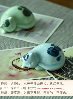 新中式禅意陶瓷动物猫摆件工艺品家居茶空间布置茶室茶桌饰品摆设