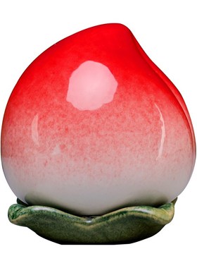 寿桃摆件祝寿礼品创意陶瓷桃子茶叶罐小号家居客厅茶桌装饰工艺品