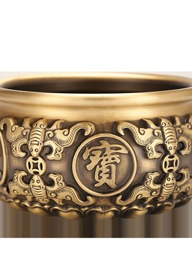 纯铜聚宝盆摆件八福招财聚财家居工艺品玄关客厅装饰店铺柜台礼品
