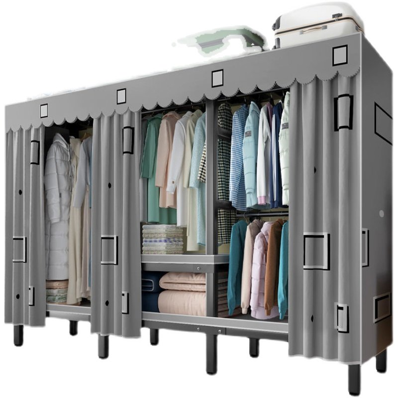 全挂折叠式衣柜免安装全钢架磁吸加深加厚家用卧室防尘轻奢挂衣柜