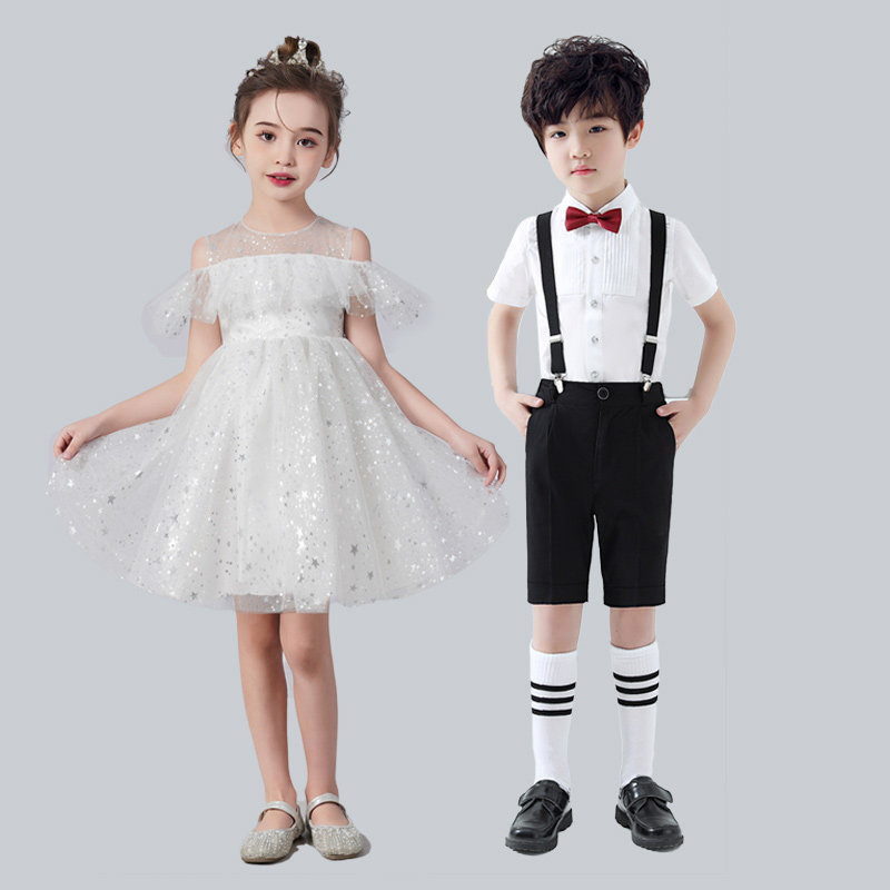 儿童合唱演出服女童公主裙舞蹈蓬蓬裙男童礼服小学生合唱表演服装