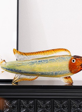 琉璃金龙鱼动物招财摆件热带鱼客厅样板房玄关桌面装饰品年年有余