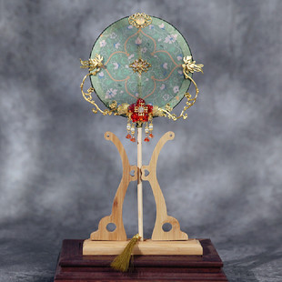 春季新款踏青汉服复古风中国风潮宫形流苏双层镂空团扇长柄圆扇子