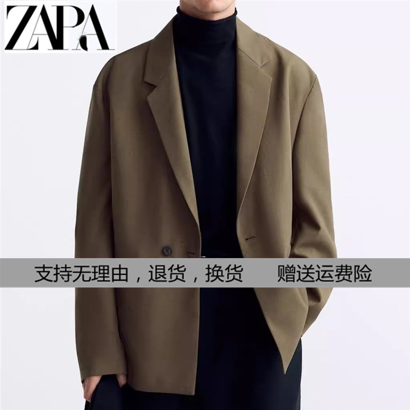 2024春季新品男装羊毛双排扣休闲西服西装宽松外套 4158675 707
