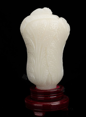 天然玉石白菜摆件百财开业礼品乔迁祝福前台店铺办公室中式摆设