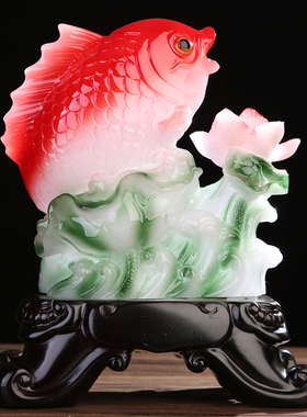 玉白菜摆件年年有余开业招财鱼创意新房客厅家居装饰品电视柜摆设