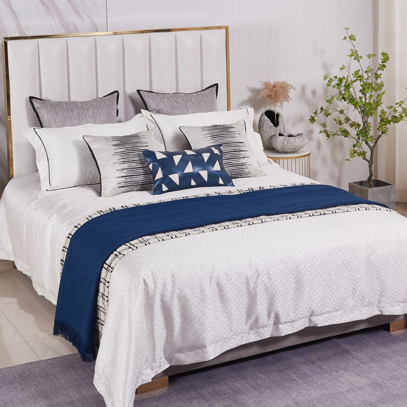 展厅样板间 家具配套床品 轻奢意式港式 高精密软装多件套 蓝灰