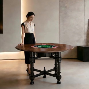 五人斗地主自动发牌桌掼蛋专用桌六人扑克牌专用桌圆桌电动牌桌
