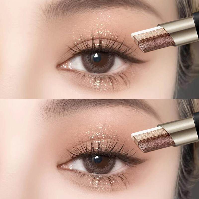 【适合新手】一抹成型哑光三色懒人眼影棒卧蚕笔高光防水不晕染