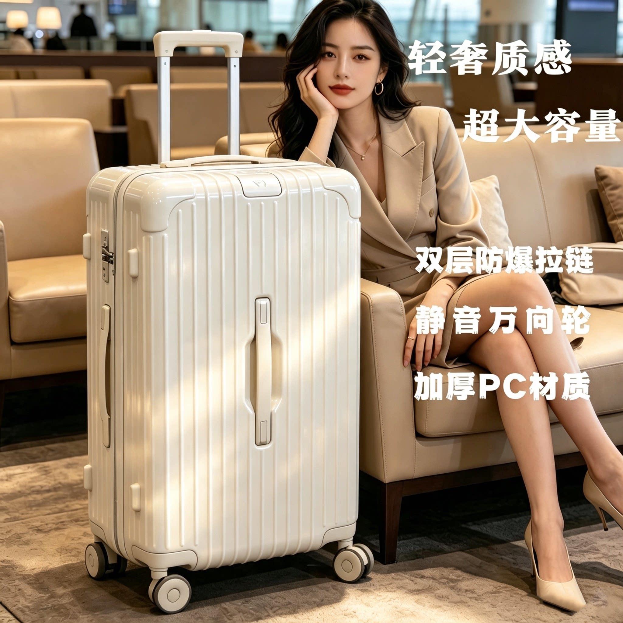 日本进口大容量行李箱双层防爆拉链旅行箱密码箱高档拉杆登机箱子
