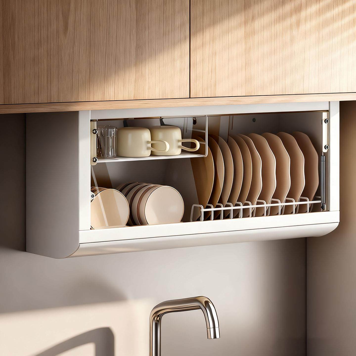 厨房置物架壁挂式碗碟收纳架碗盘沥水架碗筷收纳盒多功能碗柜家用