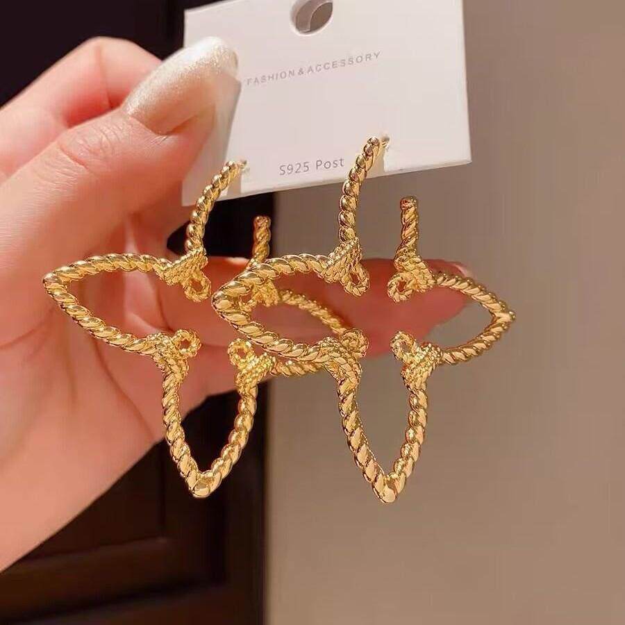 【明星同款】轻奢法式镂空花朵耳环女欧美风夸张高级感小众wy