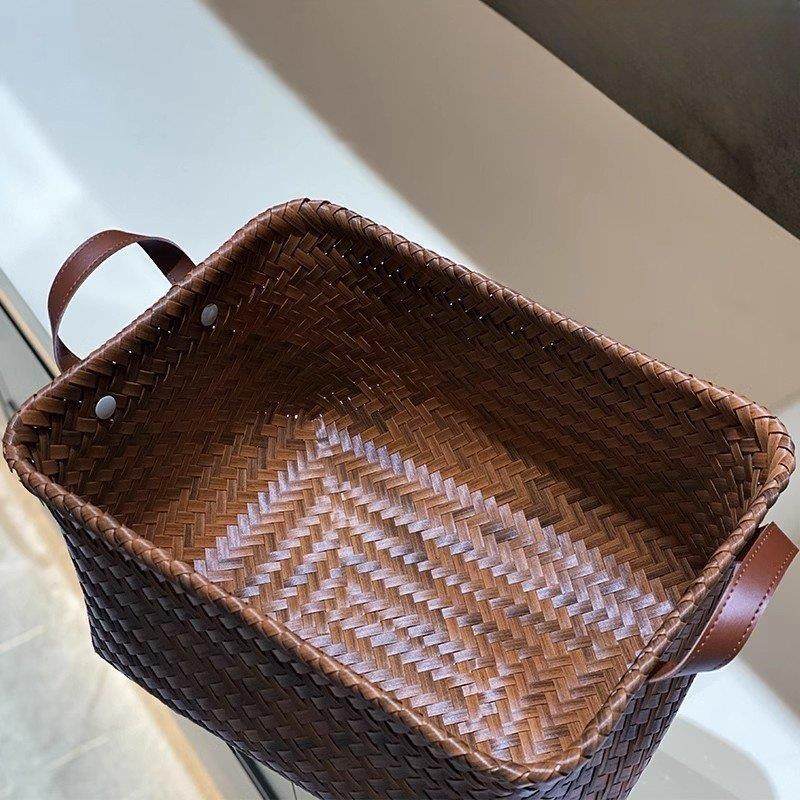 美式家用高级收纳筐脏衣服篮彷藤编织pu把手洗衣桶零食玩具脏衣篓,收纳整理,脏衣篮,淘宝优惠券,粉丝福利购,淘宝优惠卷