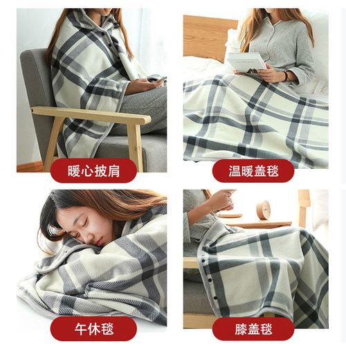 多功能披肩毯办公室午睡小毯子宿舍两用盖腿保暖披风加厚珊瑚绒毯
