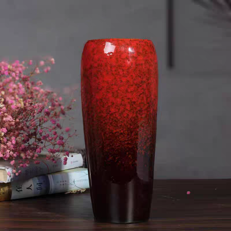 【窑变红色花瓶】新年陶罐摆件客厅插花乔迁婚礼轻奢高级感干花器,家居饰品,花瓶,淘宝优惠券,粉丝福利购,淘宝优惠卷
