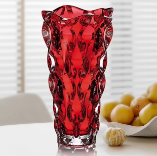 2026新年喜庆红色玻璃花瓶高级感水培插花客厅桌面春节花器装饰摆