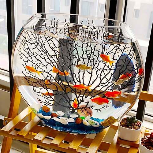 超白扁形玻璃花瓶椭圆鱼缸插花器